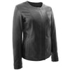 Womens Real Leather Collarless Jacket Moreno Black 2