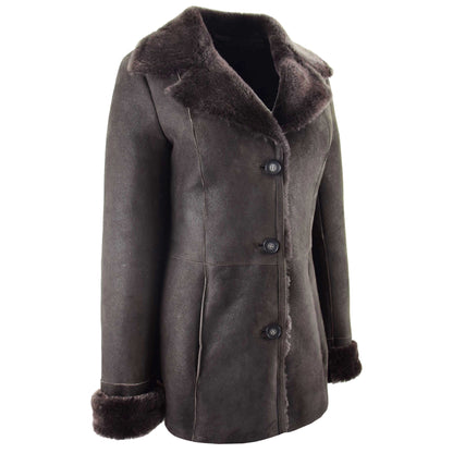 Womens Sheepskin Classic Mac Coat Tammy Brown 3