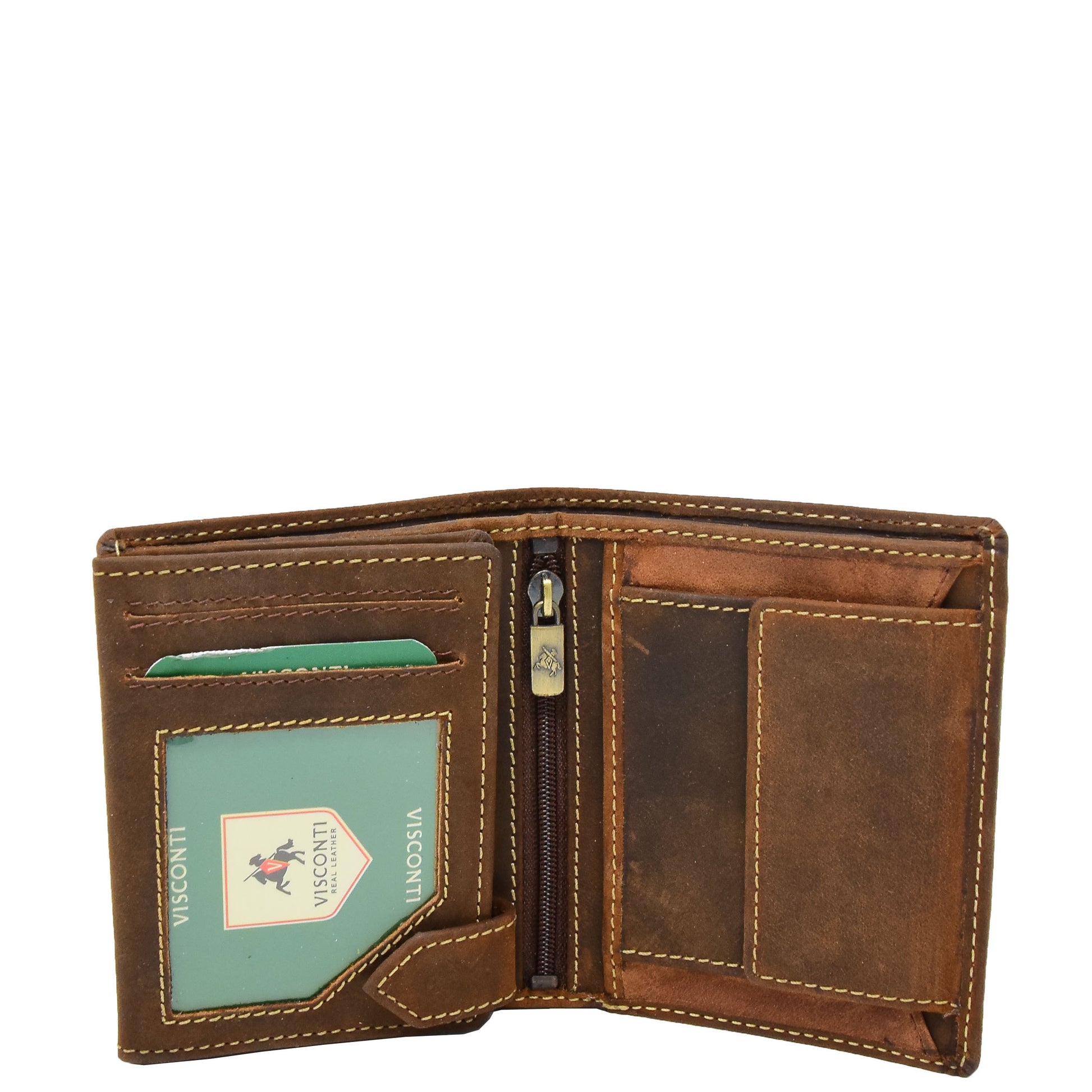 Mens Bifold Vintage Leather Wallet Vienna Tan 3