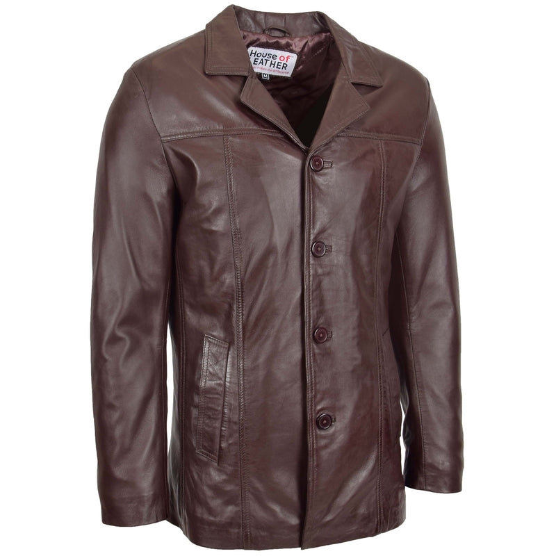 Mens Leather Classic Reefer Jacket Thrill Brown 2