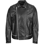 Mens Leather Biker Brando Design Jacket Sean Black 2