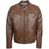 Mens Biker Soft Casual Leather Jacket Milton Brown 2