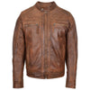 Mens Leather Cafe Racer Biker Jacket Charlie Antique Brown 3