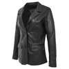 Womens Leather Semi Fit Two Button Blazer Shirley Black 2