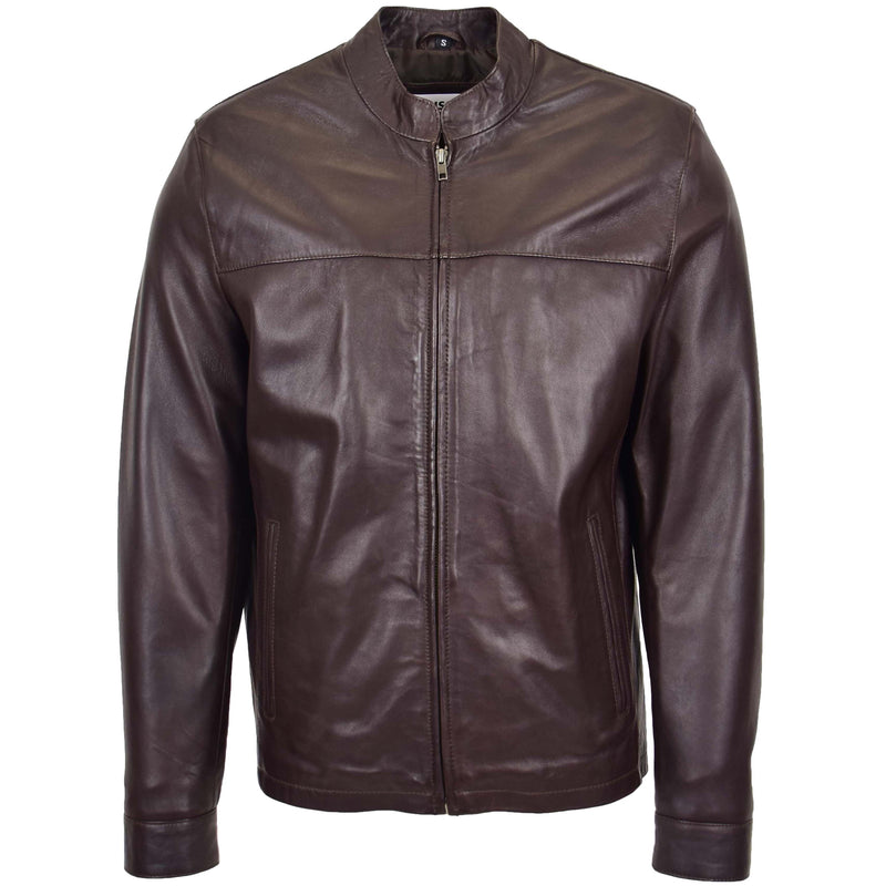 Mens Leather Standing Collar Jacket Paul Brown 2