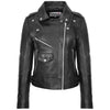 Womens Real Leather Biker Cross Zip Fashion Jacket Remi Black 2
