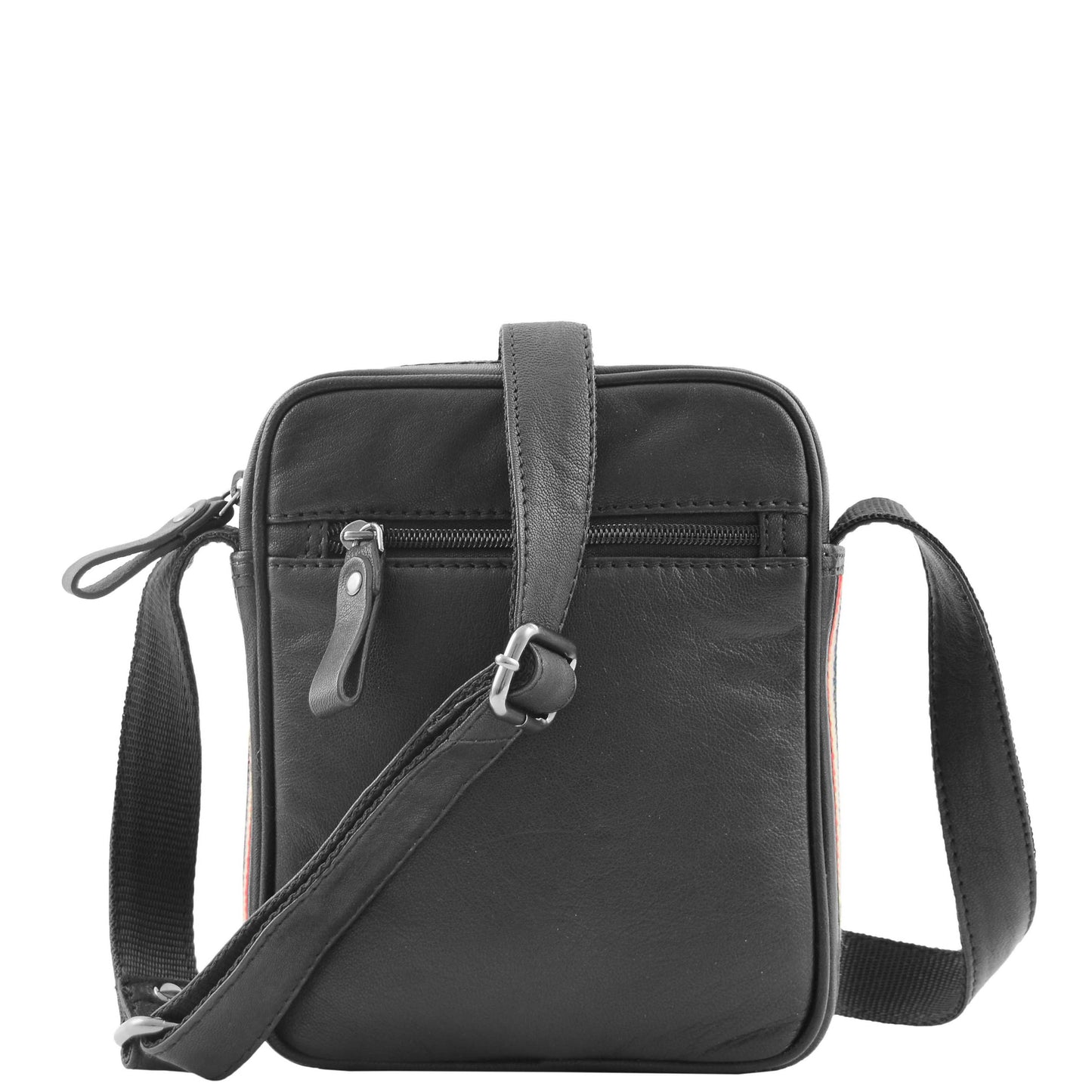 Mens Leather Cross Body Small Flight Bag Parkham Black 2