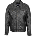 Mens Leather Lee Rider Casual Jacket Terry Black 2