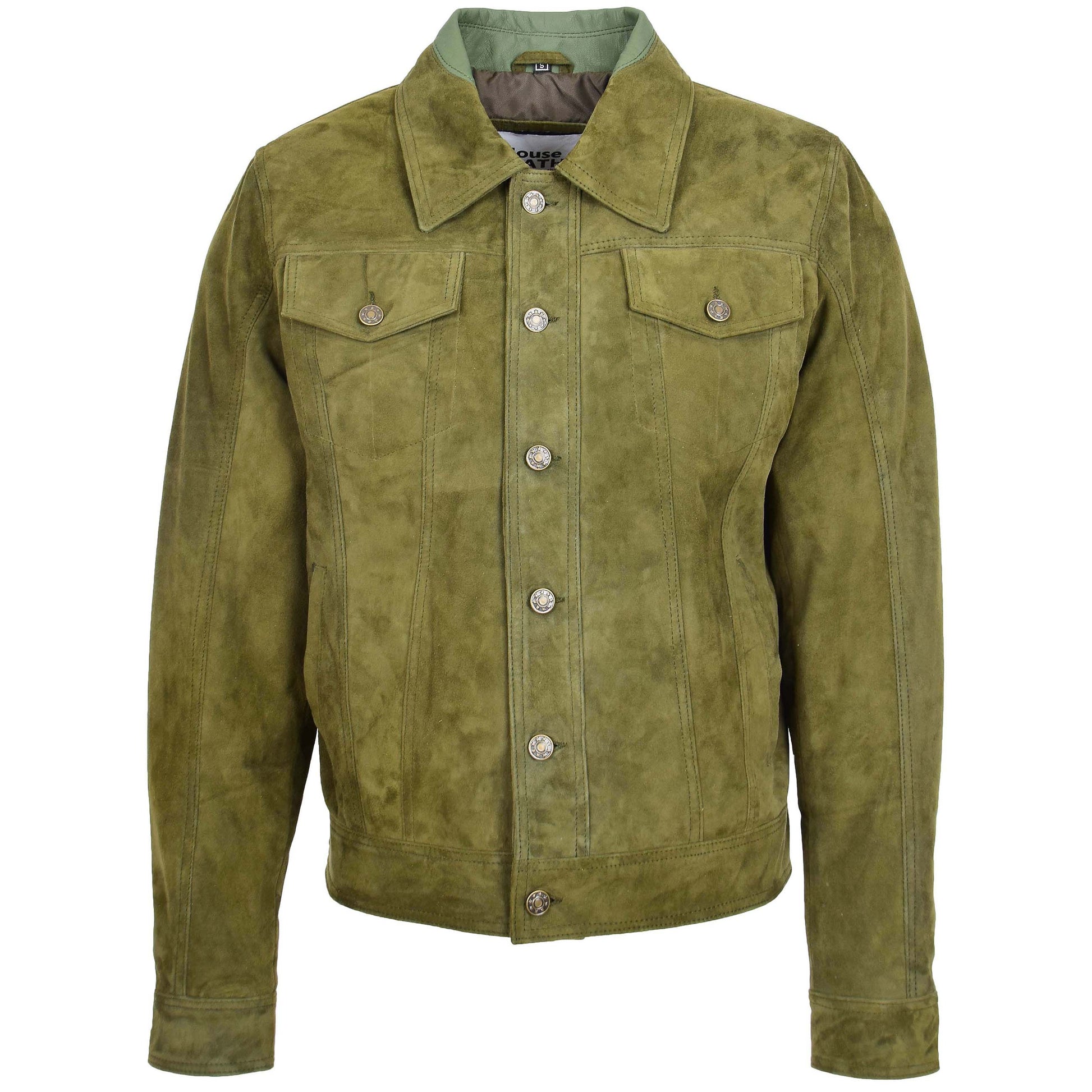 Mens Real Suede Trucker Harrington Jacket Daryl Green 2