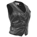 Womens Leather Classic Buttoned Waistcoat Rita Black 2