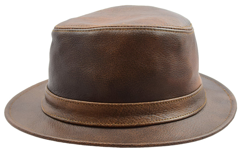 Real Leather Trilby Hat Soft Lightweight HL004 Reddish Brown 3