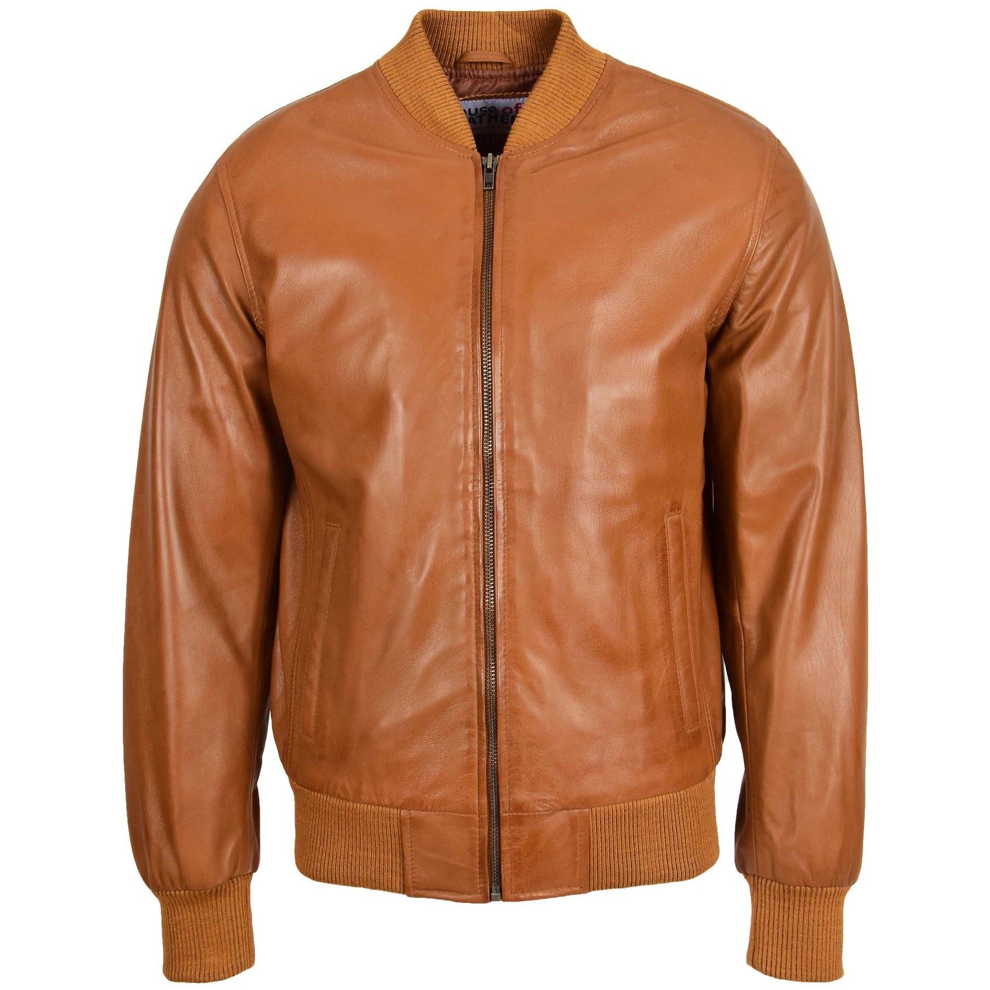 Mens Leather MA-1 Bomber Jacket Ryan Tan 2