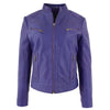 Womens Leather Standing Collar Jacket Becky Purple 2