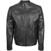Mens Leather Biker Style Zip Jacket Eddie Black 2