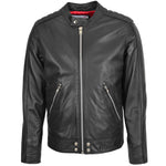 Mens Leather Casual Biker Fashion Jacket Andy Black 2