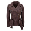 Womens Leather Hip Length Biker Jacket Celia Brown 3