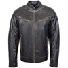 Mens Leather Vintage Biker Jacket Colin Dark Brown 2