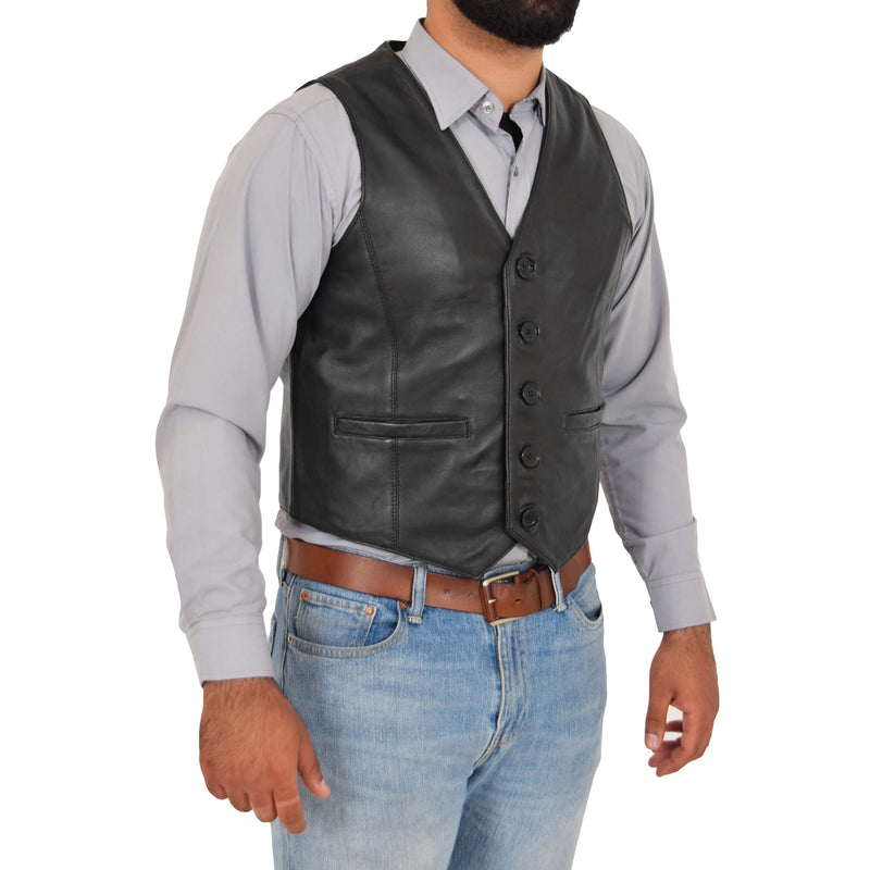 mens leather gilet