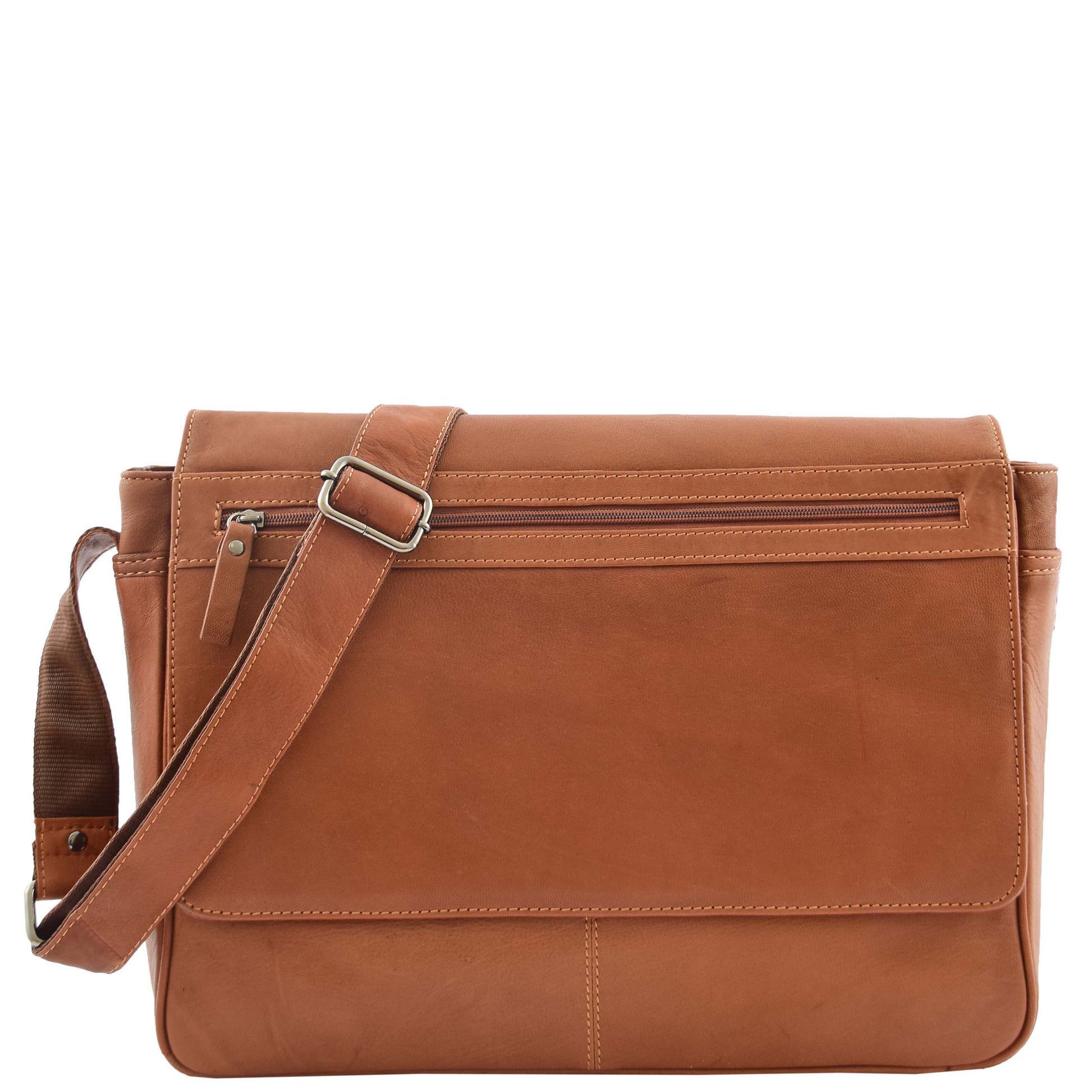 Mens Leather Flap Over Messenger Bag Cheriton Tan 2