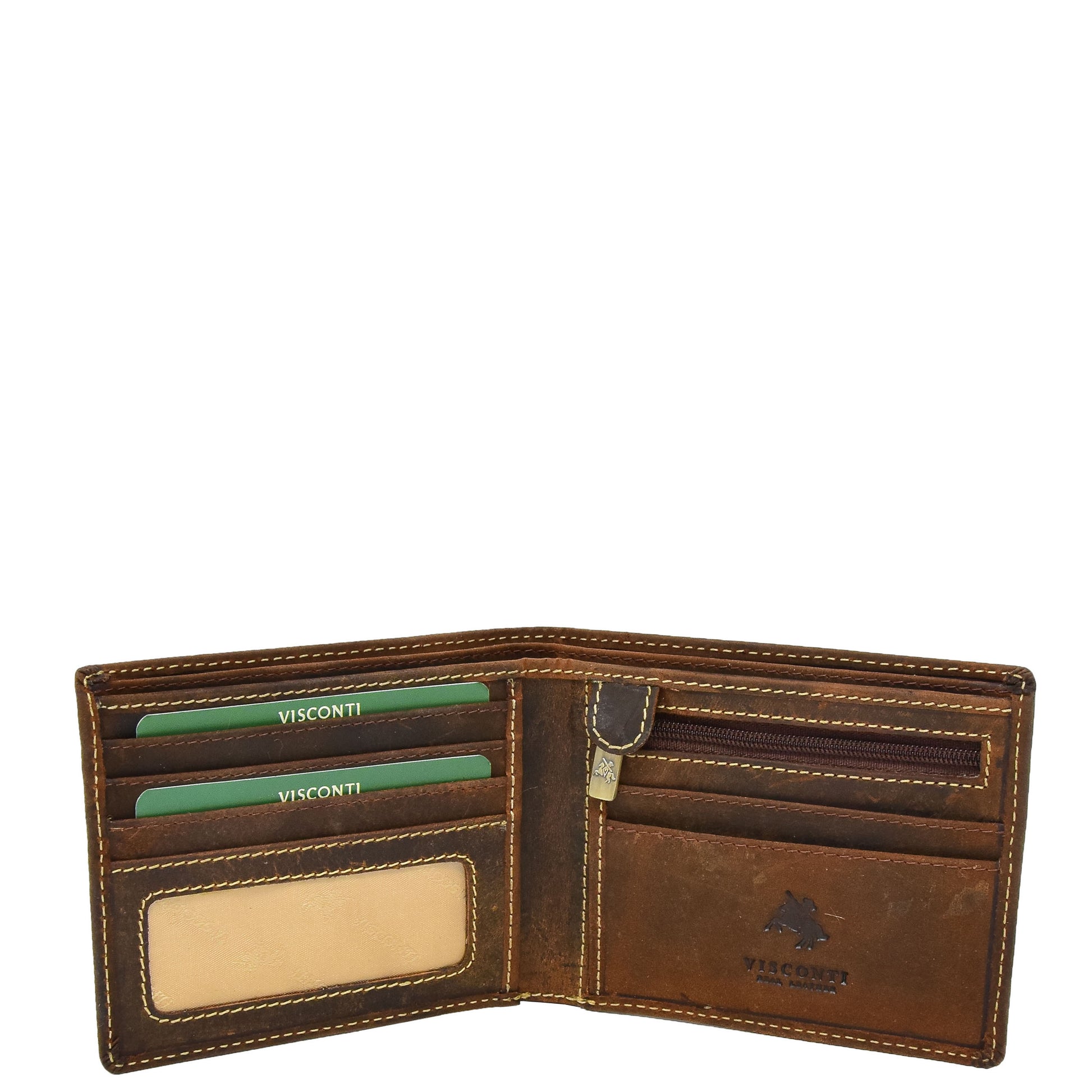 Mens Leather Slim Fold Wallet Prague Oil Tan 3