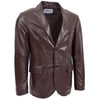 Mens Leather Blazer Two Button Jacket Zavi Brown 3