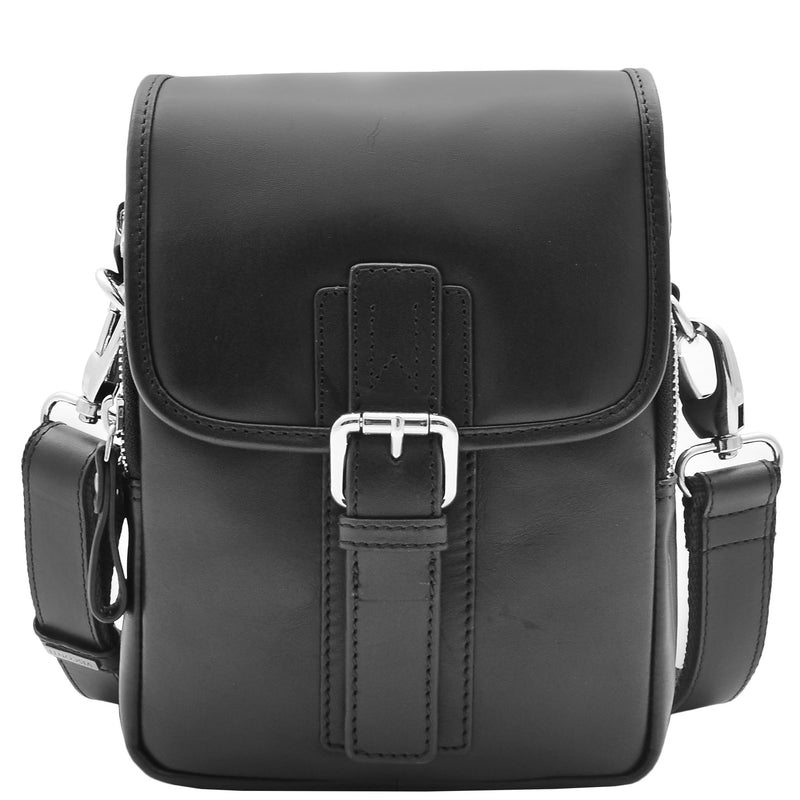 Mens Trendy Smart Crossbody Bag Genuine Leather Messenger Lucas Black 5
