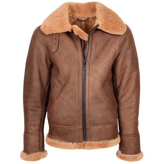 Mens B3 Sheepskin Vintage Flying Jacket Felix Tan