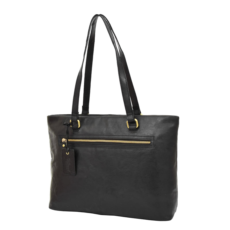 Womens Leather Classic Shopper Bag Sadie Black 2