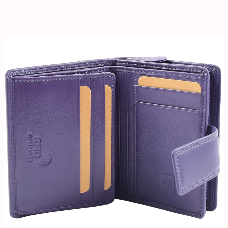 Womens Purse Real Soft Premium Leather Bi Fold HOL1132 Purple 3