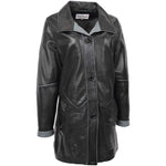 Womens Leather Coat 3/4 Length Classic Style Margaret Black Grey 2