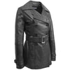 Womens Leather Double Breasted Trench Coat Sienna Black 2