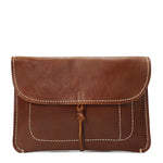 Copy of Leather Clutch Bag Small Wrist Pouch A5 Size Case H8063 Tan Front