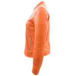 Womens Leather Classic Biker Style Jacket Tayla Orange 3