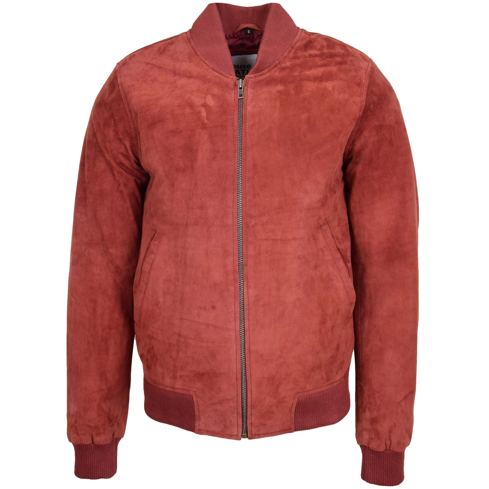 Mens Suede MA-1 Bomber Jacket Trevor Red 3