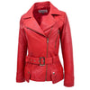 Womens Leather Hip Length Biker Jacket Celia Red 3