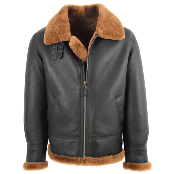 Men's Classic B3 Sheepskin Jacket Brown Ginger | House of Leather