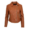 Womens Soft Leather Cross Zip Biker Jacket Anna Tan 2