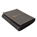 Mens Real Leather Slim Trifold Wallet HOL102 Brown 2