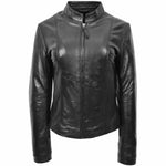 Womens Real Leather Casual Biker Jacket Zoe Black 2