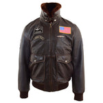 Mens Real Leather G-1 Bomber Jacket Airforce Badges FINCH Brown 3