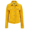 Womens Soft Suede Trucker Style Jacket Alma Yellow 2