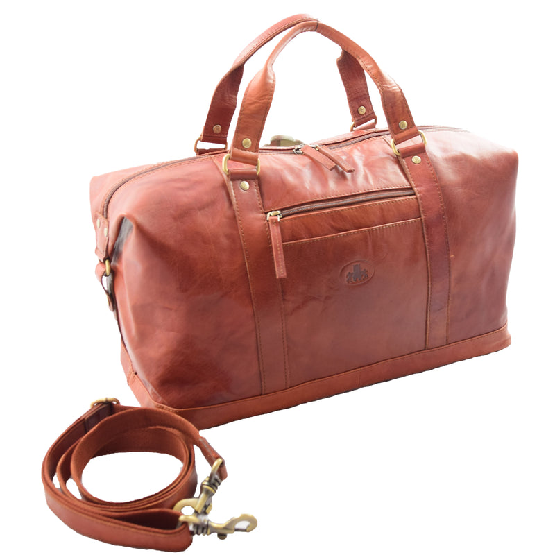 Real Leather Travel Holdall Large Duffle Bag Texas Tan 3