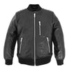 Boys Real Leather Bomber Varsity Style Jacket Lucas Black 2