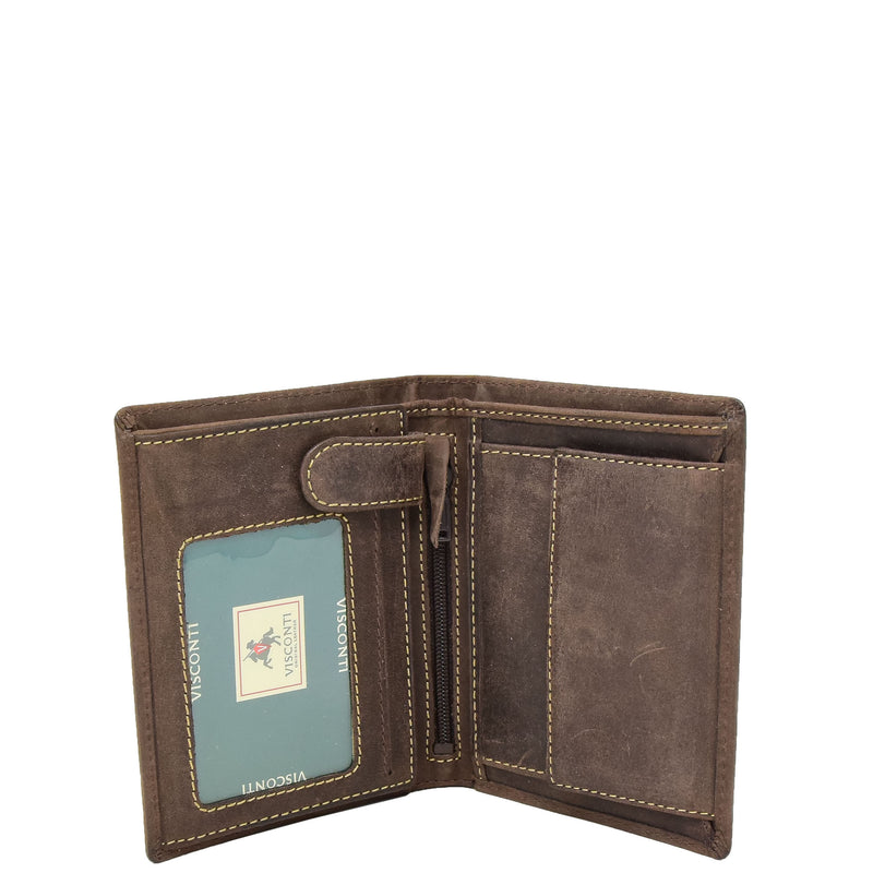 Mens Single Fold Real Leather Wallet Zurich Brown 3