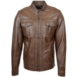 Mens Casual Biker Leather Jacket Jaime Timber 2