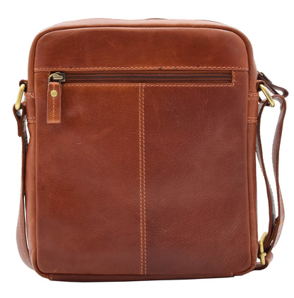 Mens Everyday Casual Leather Cross Body Travel Organiser Bag Vila Rica Chestnut 2