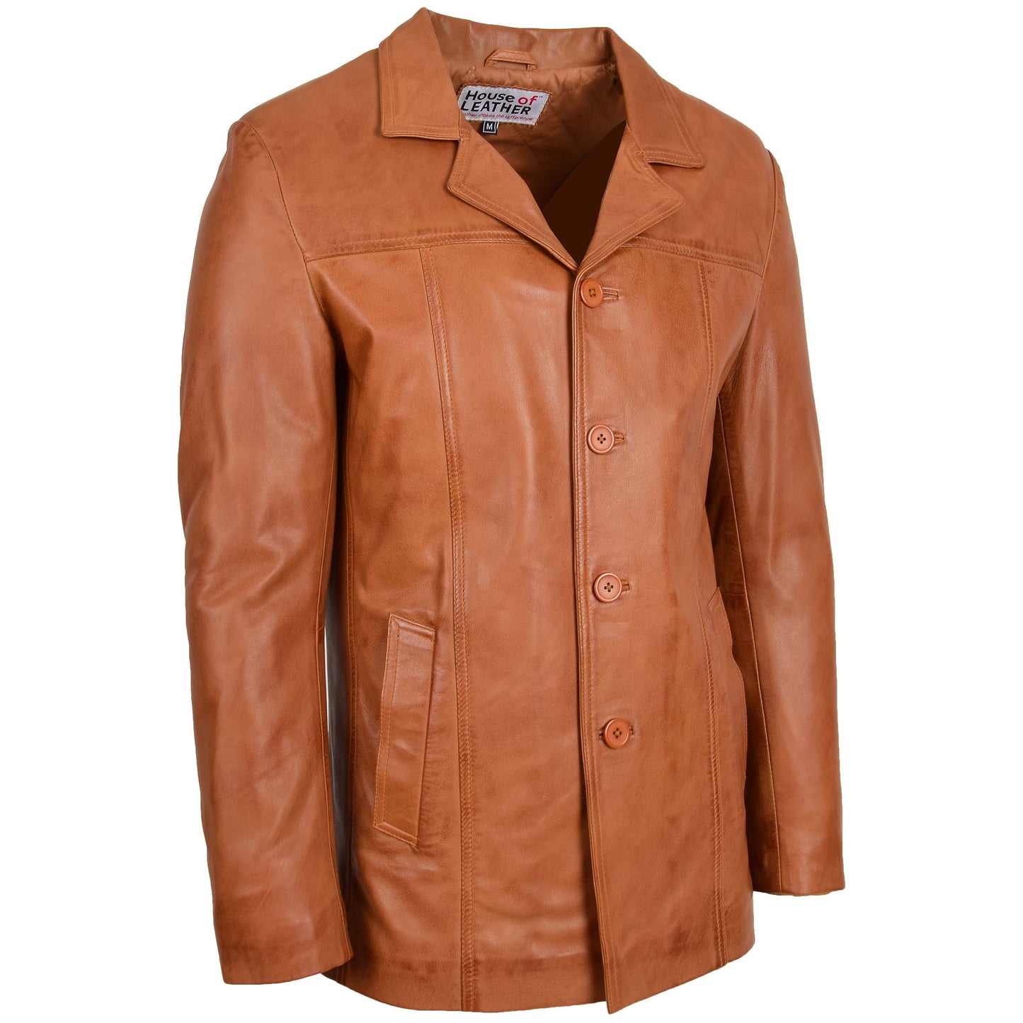 Mens Leather Classic Reefer Jacket Thrill Tan 2