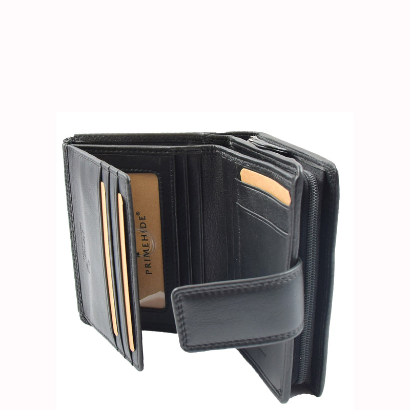 Womens Purse Real Soft Premium Leather Bi Fold HOL1132 Black 3