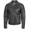 Mens Biker Leather Jacket Dual Zip Hook Black 2