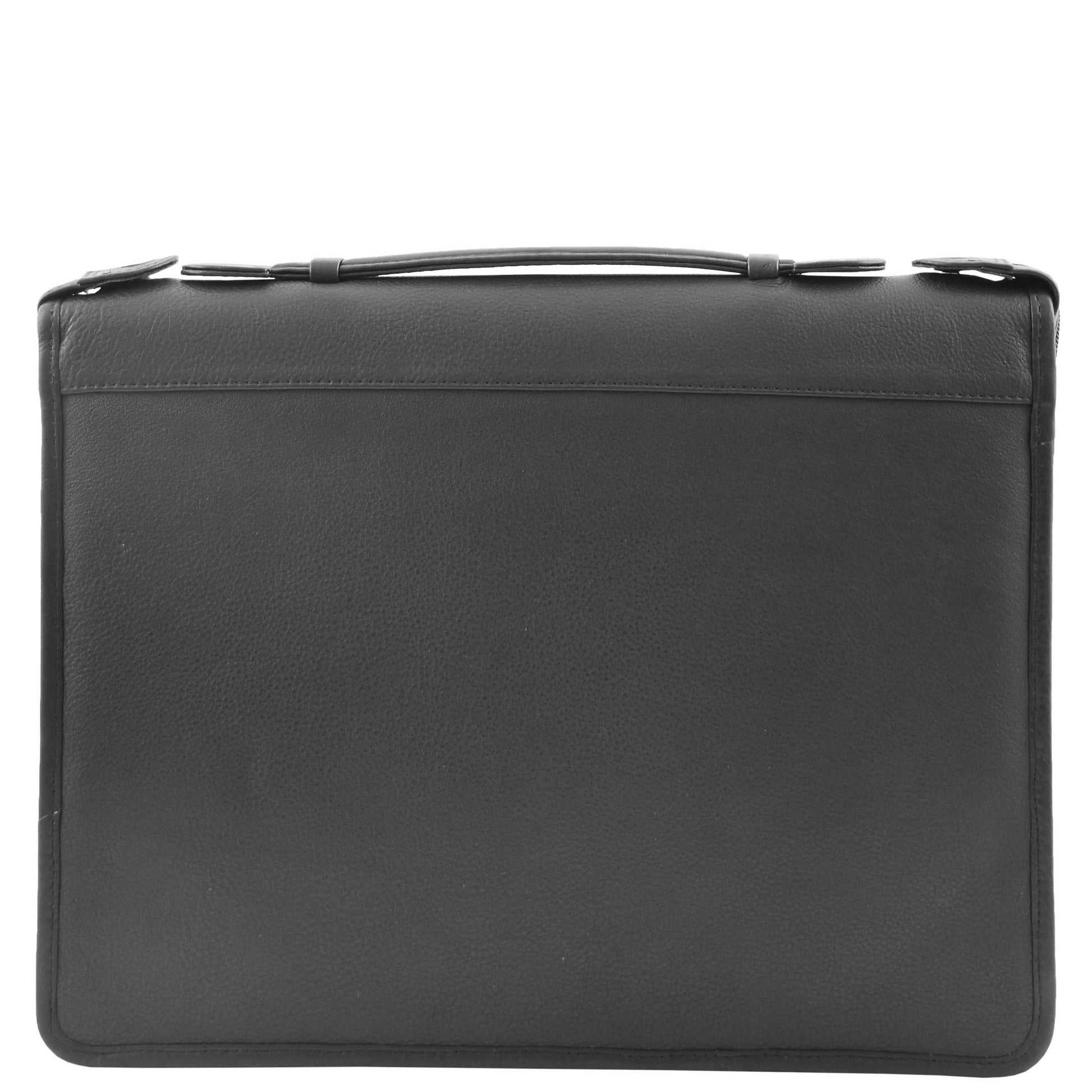 Real Leather Portfolio Case with Carry Handle HL49 Black 2